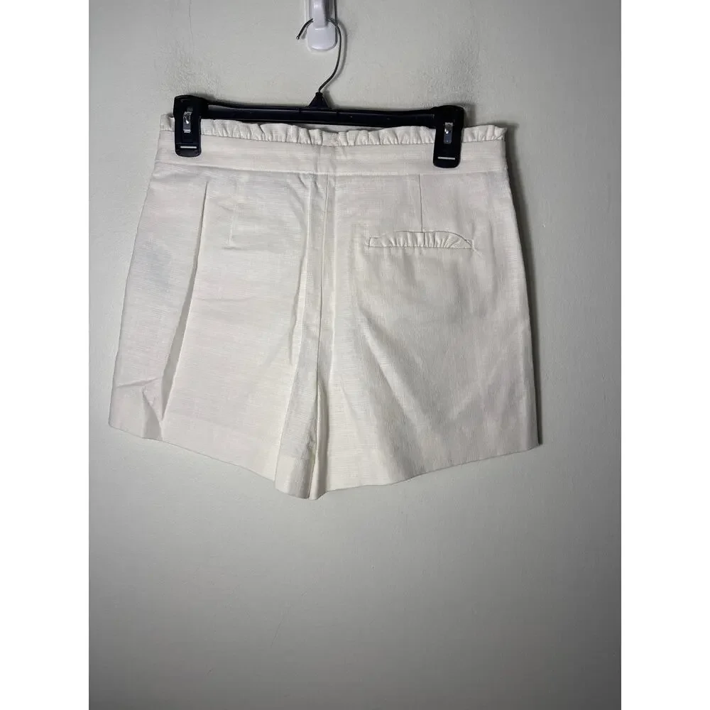 J.Crew White Ruffled Flat Front Shorts Sz 2